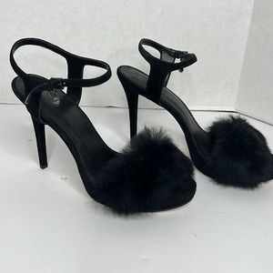Size 9 | Michael Kors Black Open Toe Furry Heels